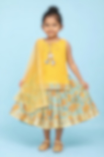 Green Cotton Gota Embroidered Floral Sharara Set by The Plum Bum at Pernia's Pop Up Shop