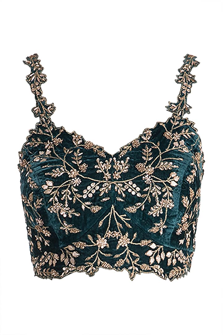 Green Printed Embellished Reception Saree Set by Pleats by Kaksha & Dimple at Pernia's Pop Up Shop