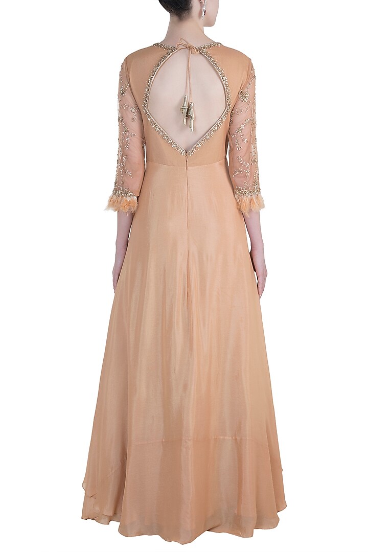 Orange embroidered anarkali set available only at Pernia's Pop Up Shop.