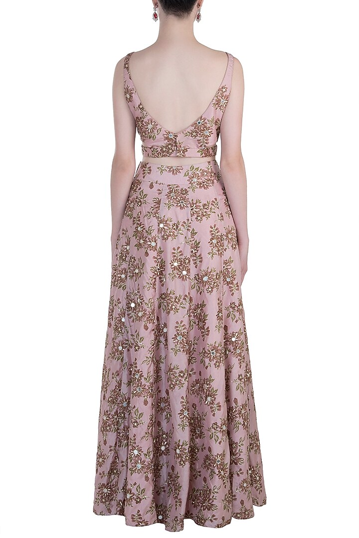 Pink embroidered lehenga set available only at Pernia's Pop Up Shop.
