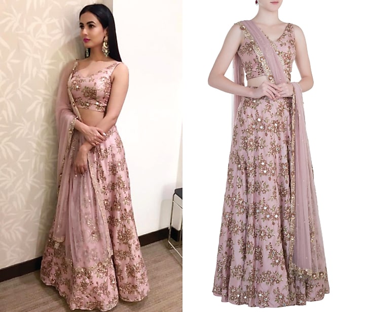 Pink embroidered lehenga set available only at Pernia's Pop Up Shop.