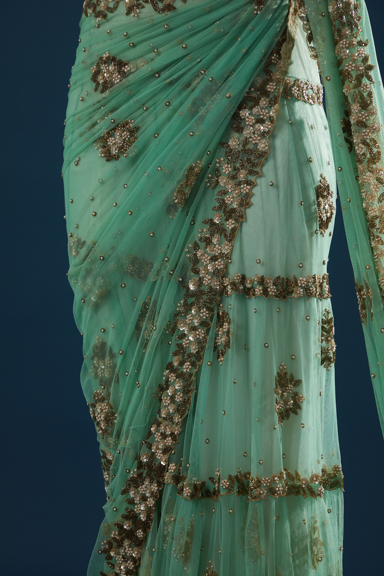 Cyan blue party wear saree – shakthistyles