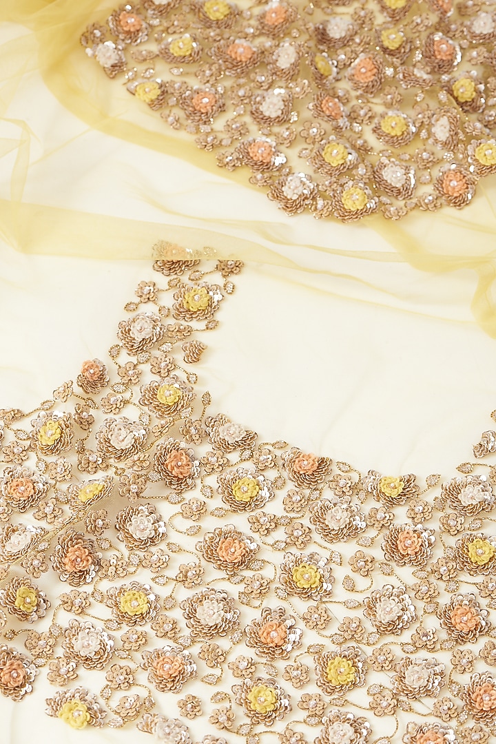 Beige Floral Embroidered Wedding Lehenga Saree Set by Peppermint Diva at Pernia's Pop Up Shop