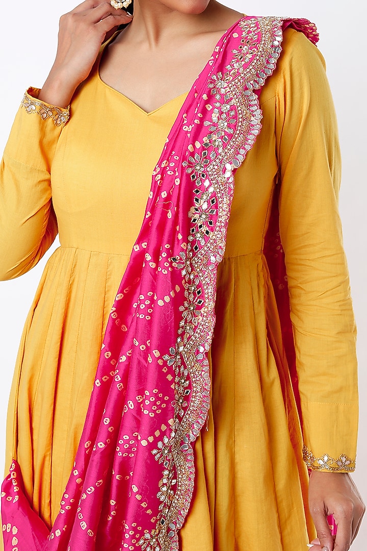 Citrus Yellow Embroidered Party Wear Anarkali by Peppermint Diva at Pernia's Pop Up Shop