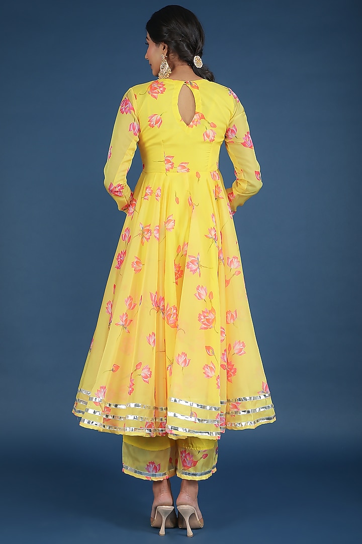 Yellow Organza Anarkali Set by Pomcha Jaipur at Pernia's Pop Up Shop