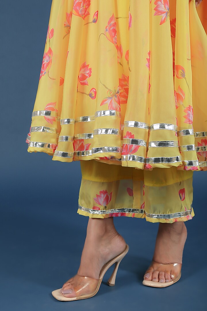 Yellow Organza Anarkali Set by Pomcha Jaipur at Pernia's Pop Up Shop