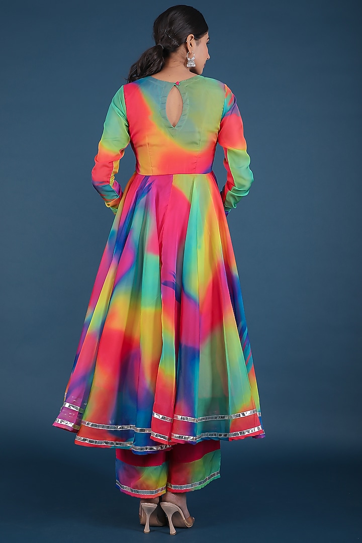Rainbow Organza Anarkali Set by Pomcha Jaipur at Pernia's Pop Up Shop