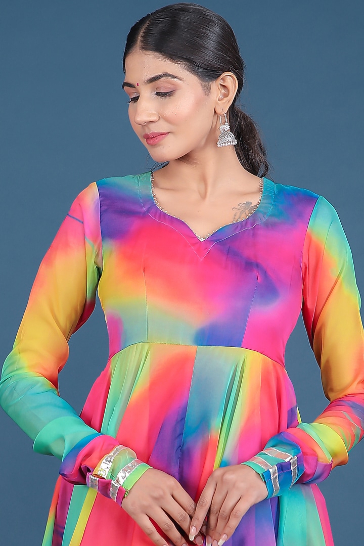 Rainbow Organza Anarkali Set by Pomcha Jaipur at Pernia's Pop Up Shop
