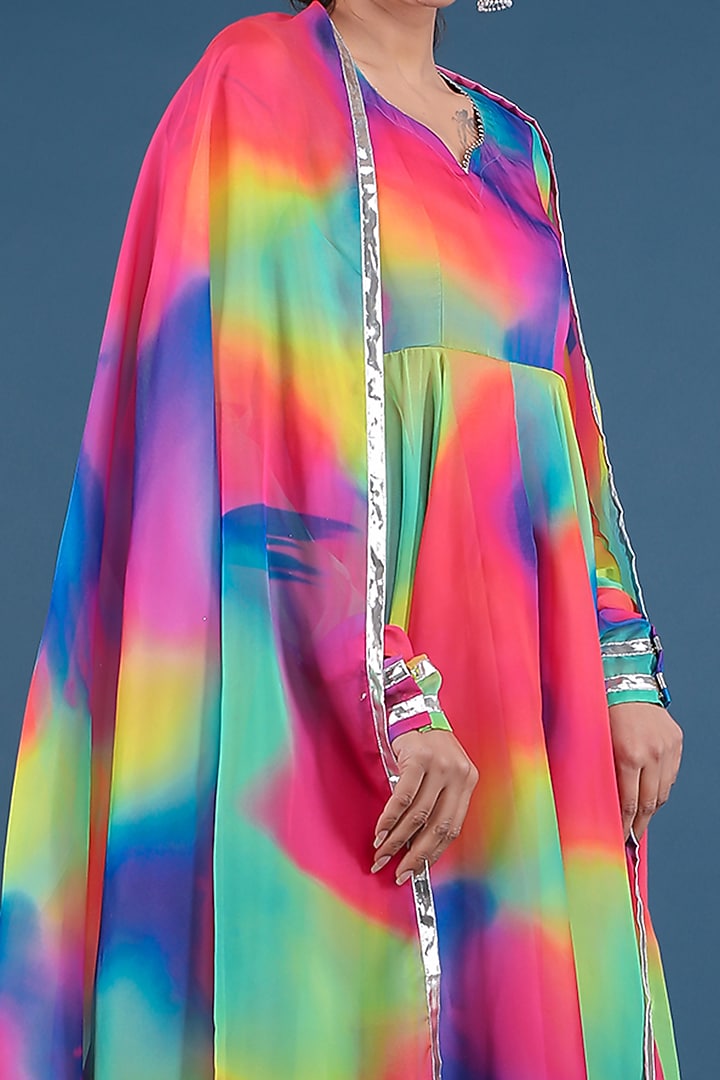 Rainbow Organza Anarkali Set by Pomcha Jaipur at Pernia's Pop Up Shop