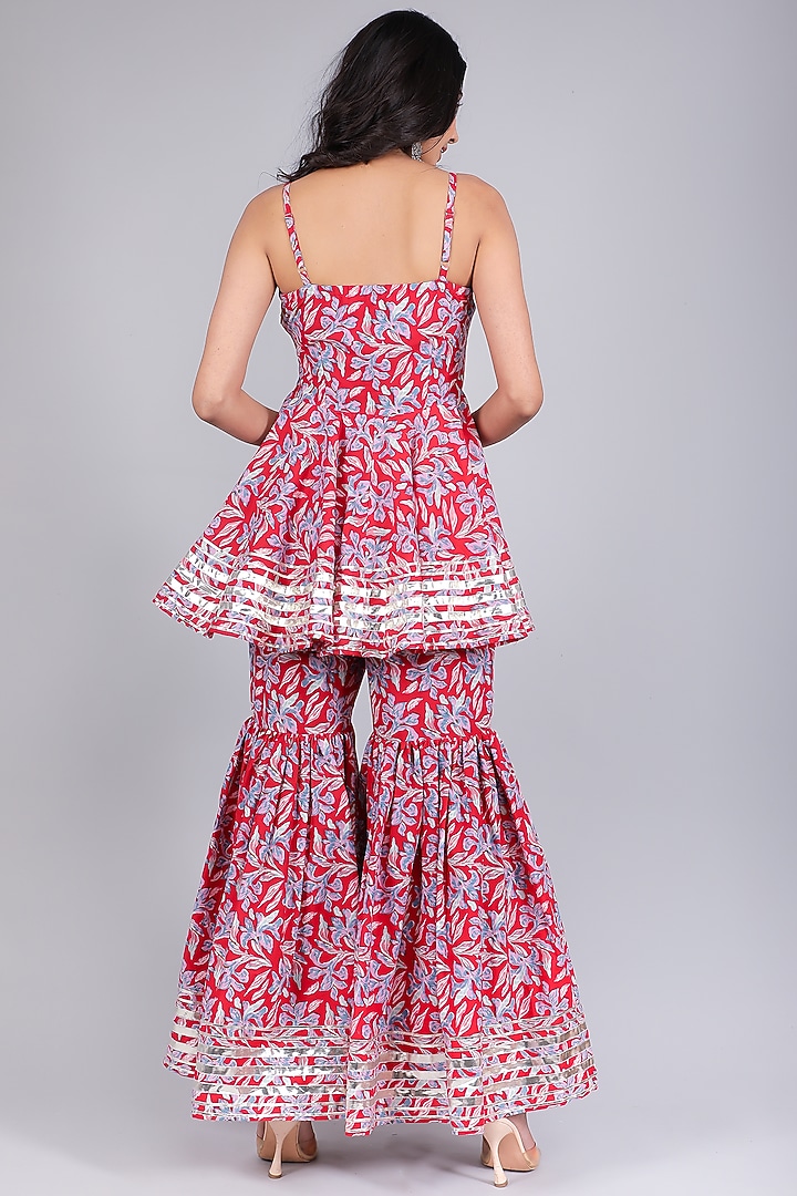 Red Cotton Sharara Set by Pomcha Jaipur at Pernia's Pop Up Shop