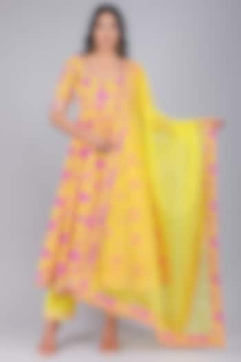 Yellow Cotton Anarkali Set by Pomcha Jaipur at Pernia's Pop Up Shop