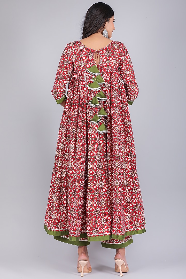 Red Cotton Anarkali Set by Pomcha Jaipur at Pernia's Pop Up Shop