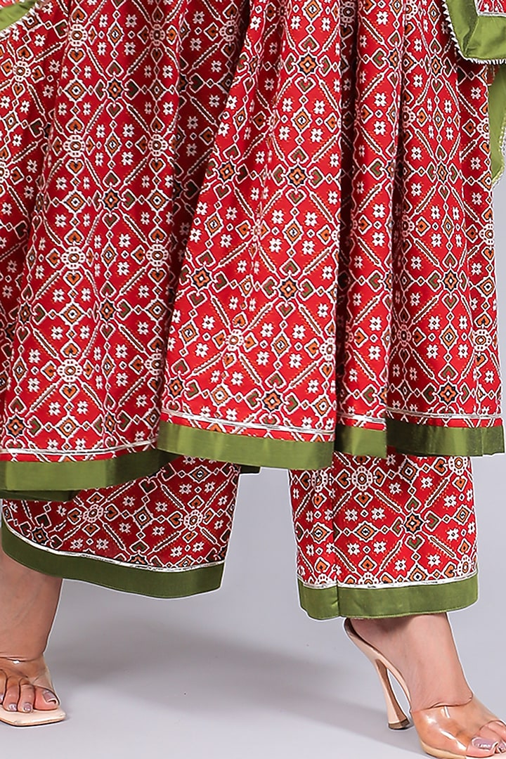 Red Cotton Anarkali Set by Pomcha Jaipur at Pernia's Pop Up Shop