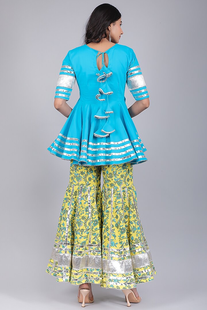 Yellow Cotton Sharara Set by Pomcha Jaipur at Pernia's Pop Up Shop