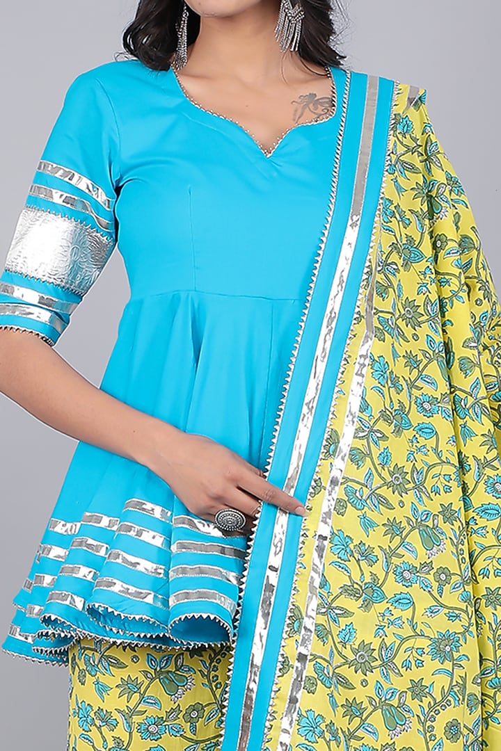 Yellow Cotton Sharara Set by Pomcha Jaipur at Pernia's Pop Up Shop