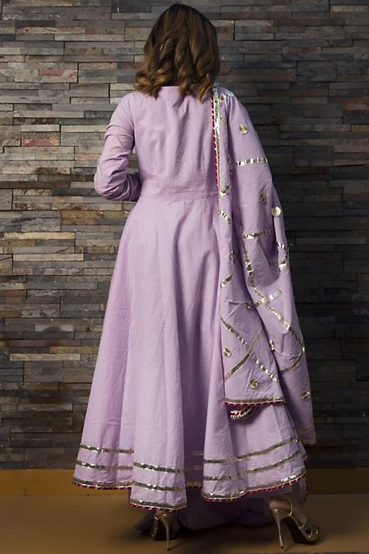 Lavender Hand Embellished Anarkali Set by Pomcha Jaipur at Pernia's Pop Up Shop