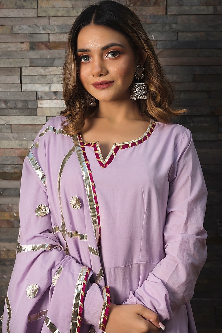 Lavender Hand Embellished Anarkali Set by Pomcha Jaipur at Pernia's Pop Up Shop