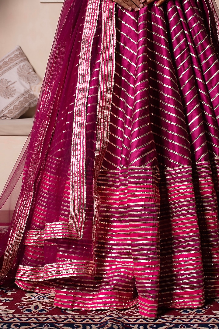 Rani Pink Cotton Silk Gota Patti Embroidered Wedding Lehenga Set by Pomcha Jaipur at Pernia's Pop Up Shop