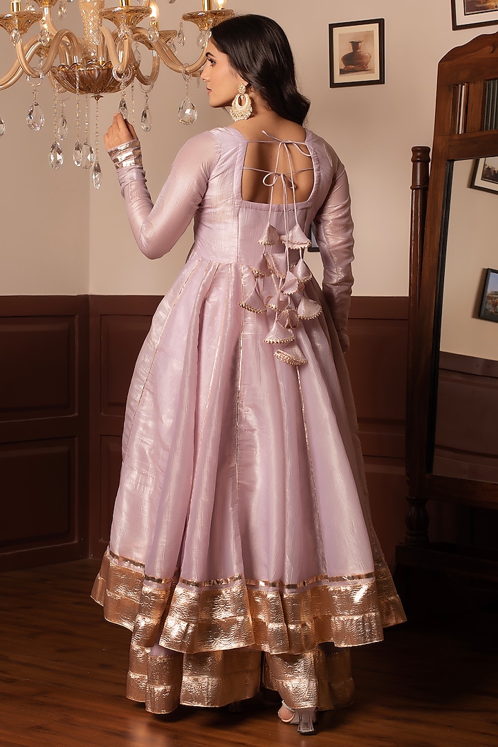 Pink Cosmos Silk Gota Patti Embroidered Kalidar Party Wear Anarkali Set by Pomcha Jaipur at Pernia's Pop Up Shop