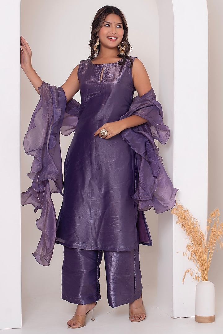 Purple Cosmos Silk Gota Patti Work Kurta by Pomcha Jaipur at Pernia's Pop Up Shop