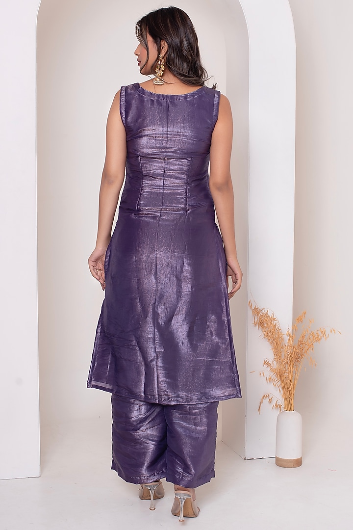 Purple Cosmos Silk Gota Patti Work Kurta by Pomcha Jaipur at Pernia's Pop Up Shop