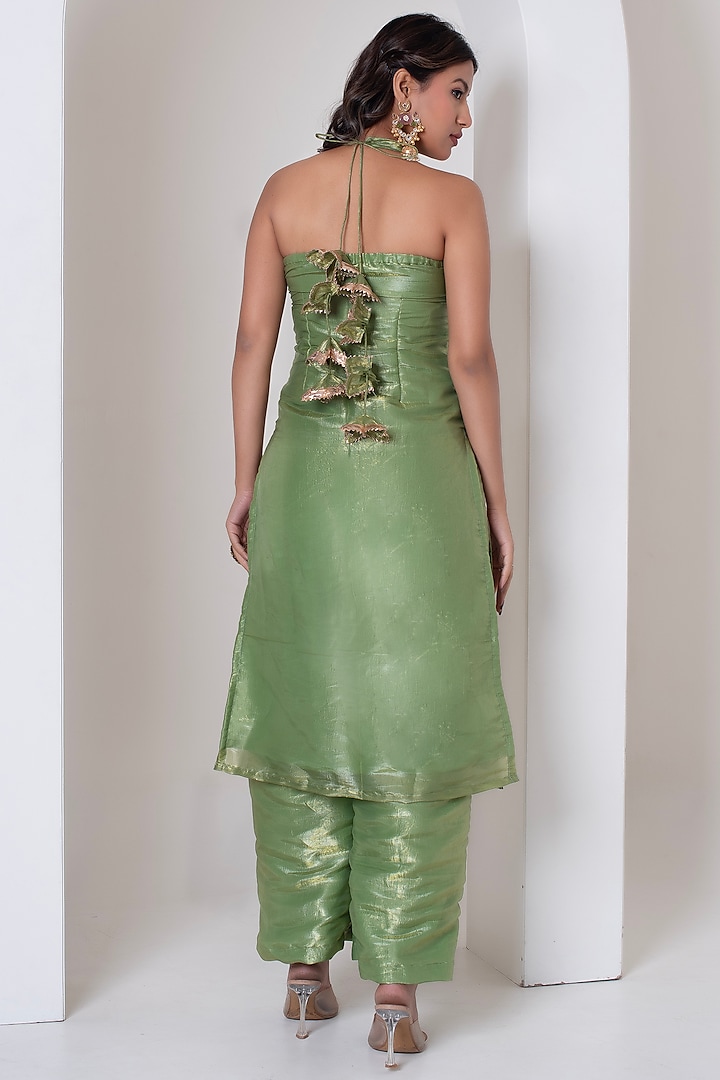 Green Cosmos Silk Gota Patti Work Kurta Set by Pomcha Jaipur at Pernia's Pop Up Shop