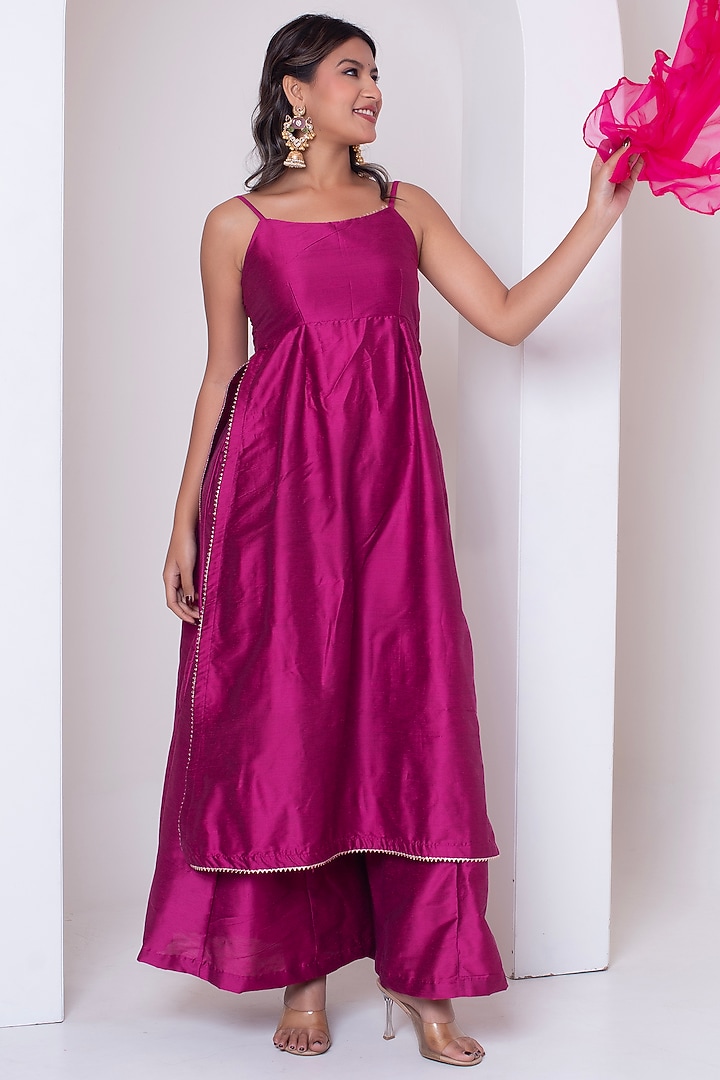 Rani Pink Cotton Silk Gota Patti Work Kurta Set by Pomcha Jaipur at Pernia's Pop Up Shop
