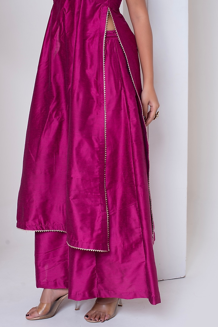 Rani Pink Cotton Silk Gota Patti Work Kurta Set by Pomcha Jaipur at Pernia's Pop Up Shop