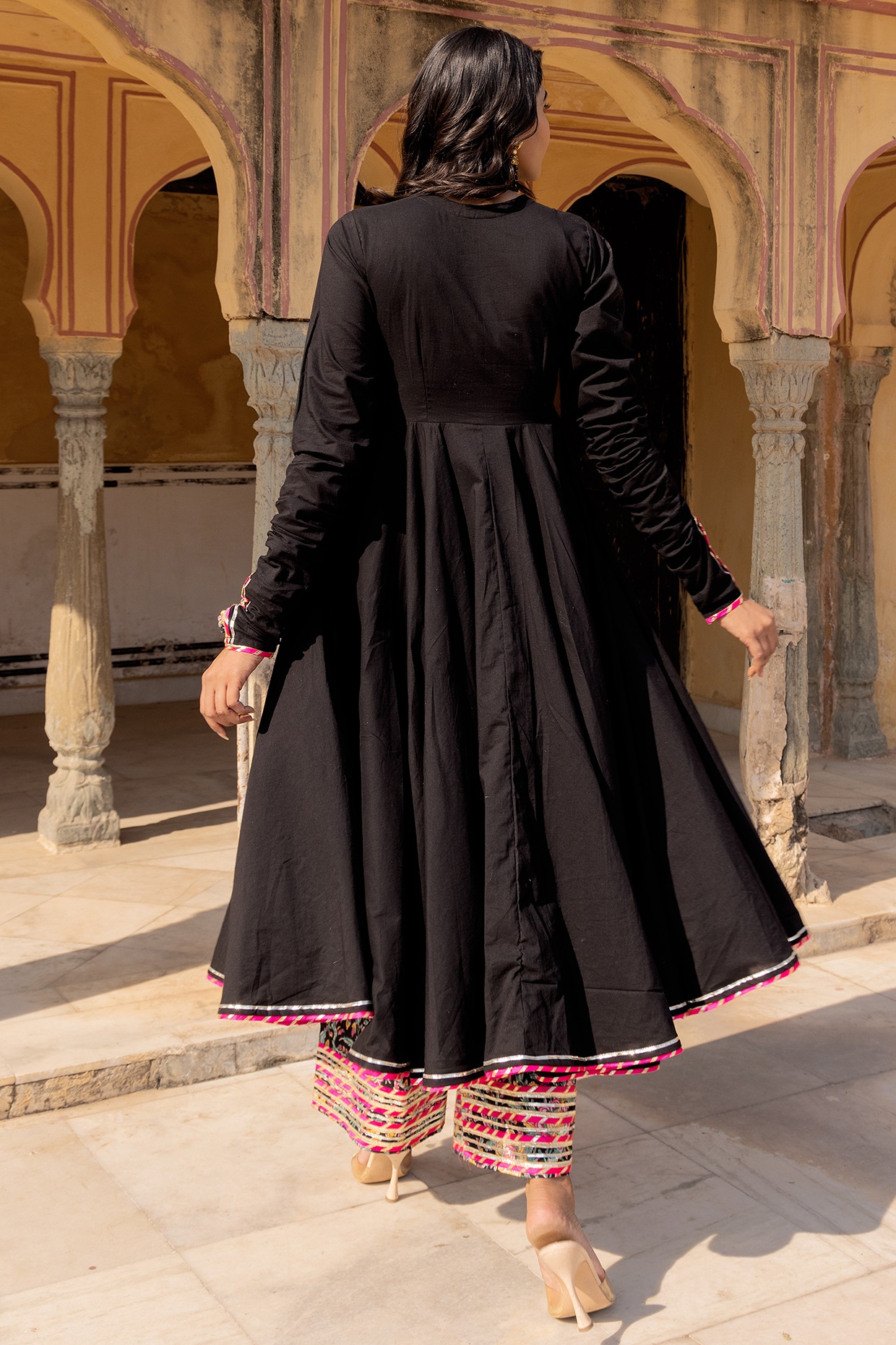 Black anarkali clearance cotton