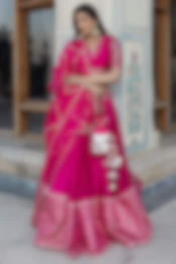 Rani Pink Cotton Silk Gota Patti Work Lehenga Set by Pomcha Jaipur at Pernia's Pop Up Shop