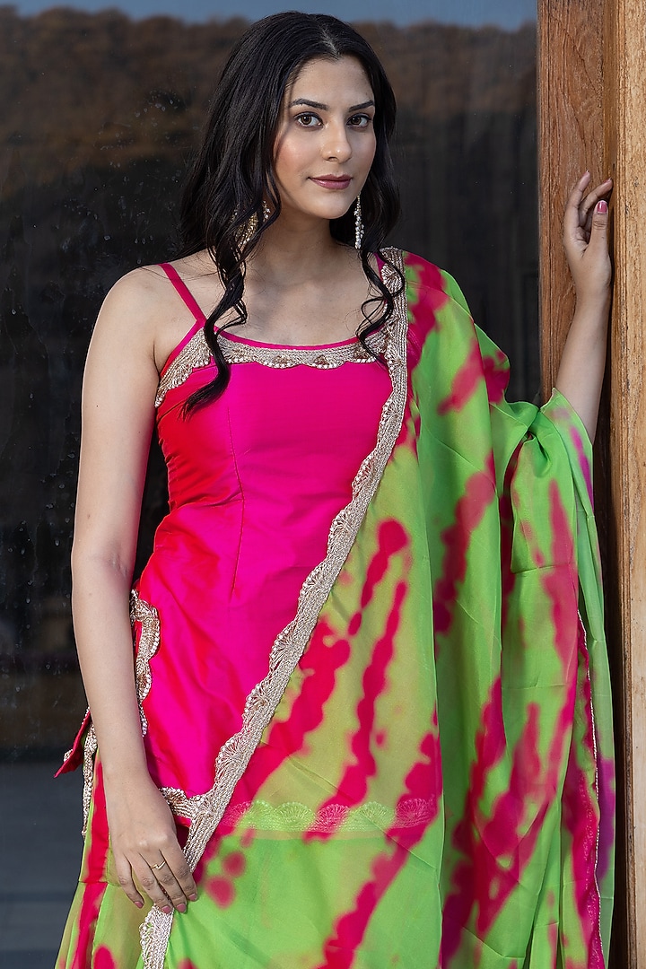 Green Organza Sharara Set by Pomcha Jaipur at Pernia's Pop Up Shop