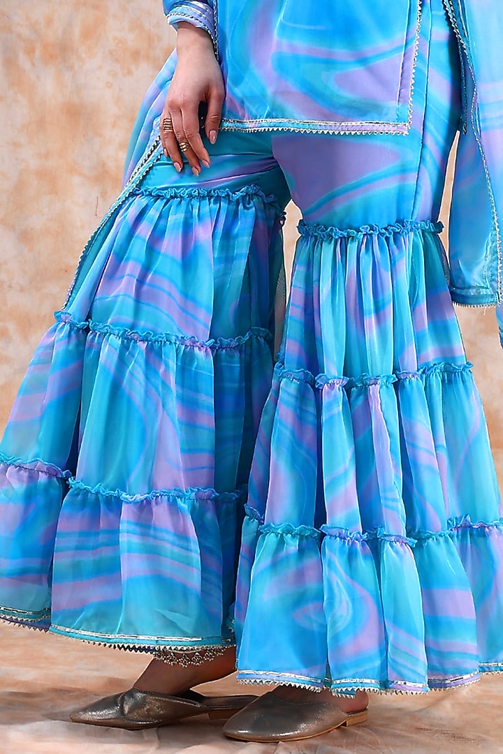Blue Organza Sharara Set by Pomcha Jaipur at Pernia's Pop Up Shop