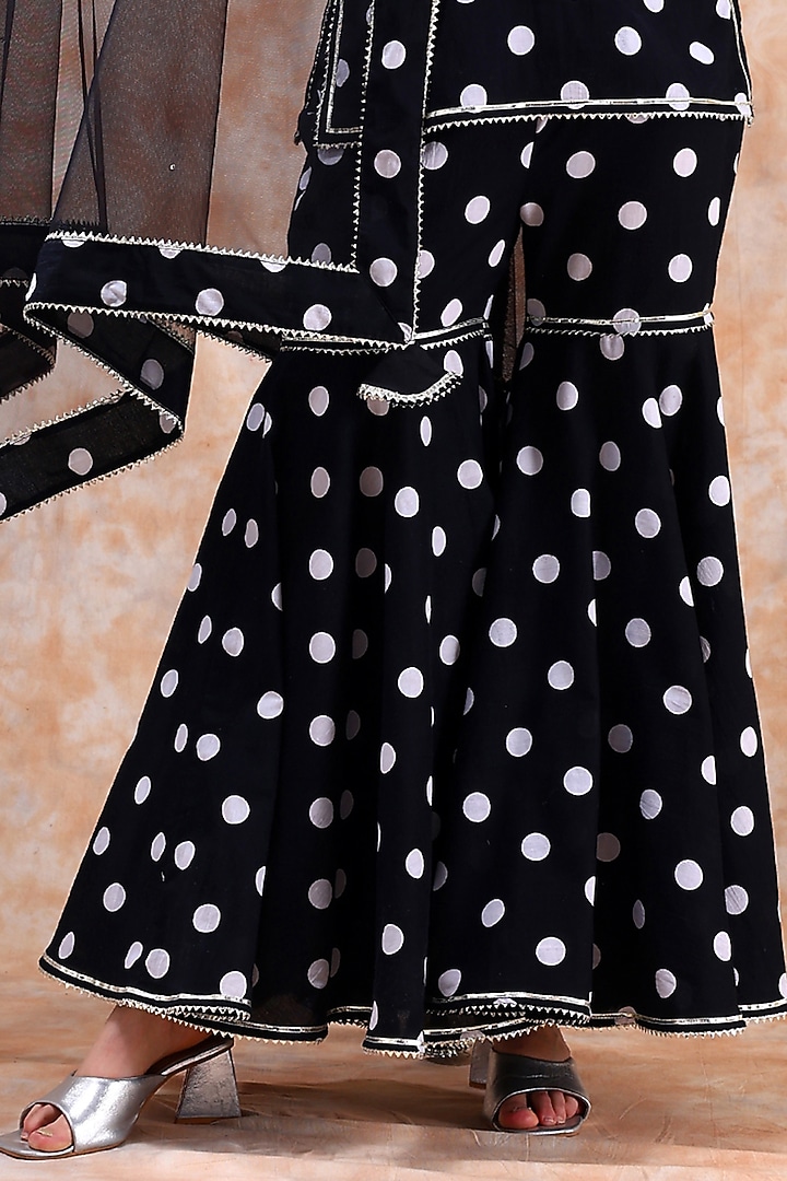 Black Cotton Gota Work Sharara Set by Pomcha Jaipur at Pernia's Pop Up Shop