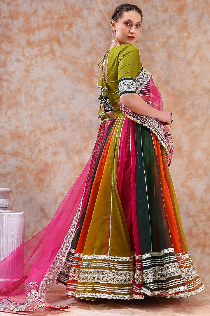 Multi-Colored Organza Gota Work Lehenga Set by Pomcha Jaipur at Pernia's Pop Up Shop