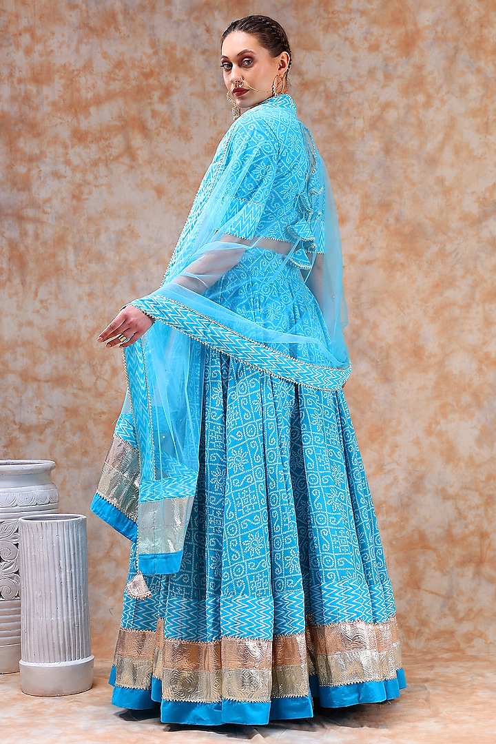Blue Cotton Gota Work Lehenga Set by Pomcha Jaipur at Pernia's Pop Up Shop