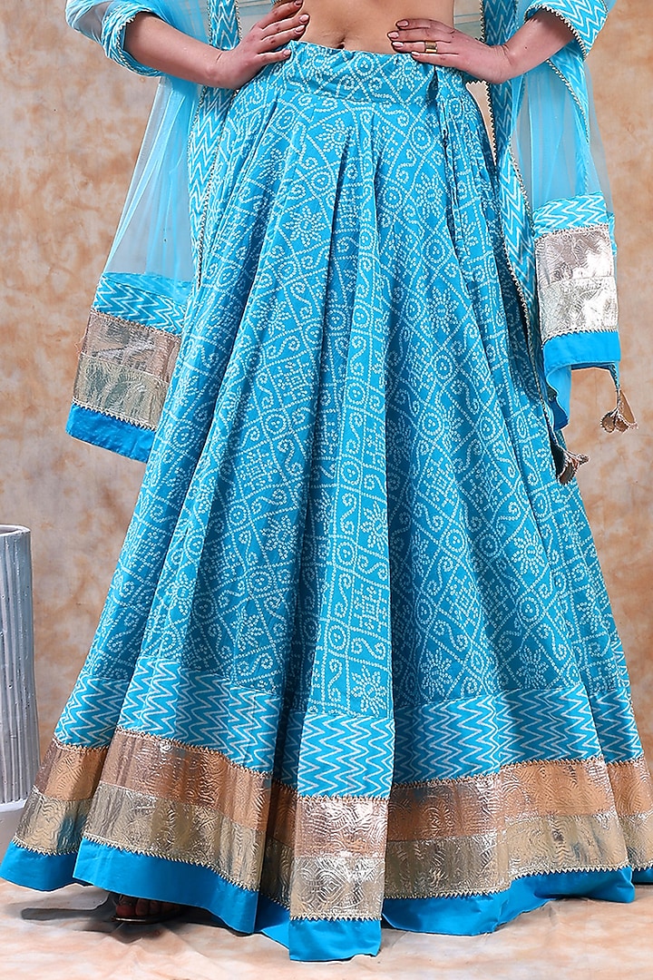 Blue Cotton Gota Work Lehenga Set by Pomcha Jaipur at Pernia's Pop Up Shop