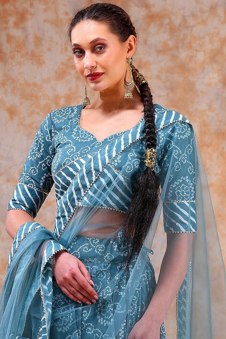 Blue Cotton Gota Work Lehenga Set by Pomcha Jaipur at Pernia's Pop Up Shop
