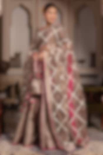 Ash Gold Taffeta Silk Gota Wedding Lehenga Set by Pomcha Jaipur at Pernia's Pop Up Shop