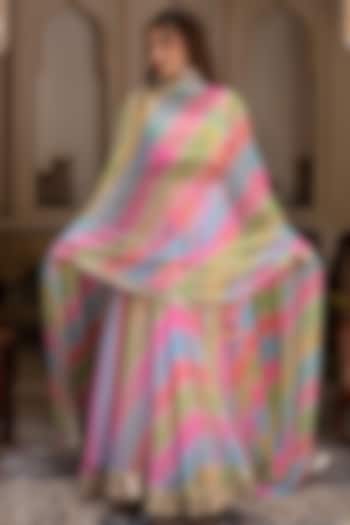 Multi-Colored Georgette Leheriya Lehenga Set by Pomcha Jaipur at Pernia's Pop Up Shop
