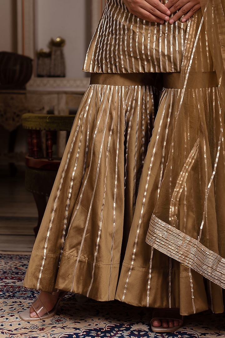 Plum Taffeta Silk Gota-Patti Party Wear Sharara Set by Pomcha Jaipur at Pernia's Pop Up Shop