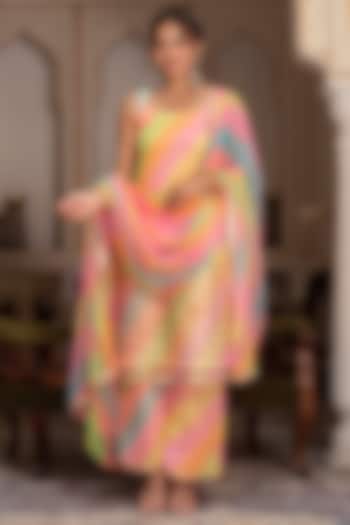 Multi-Colored Georgette Leheriya Kurta Set by Pomcha Jaipur at Pernia's Pop Up Shop