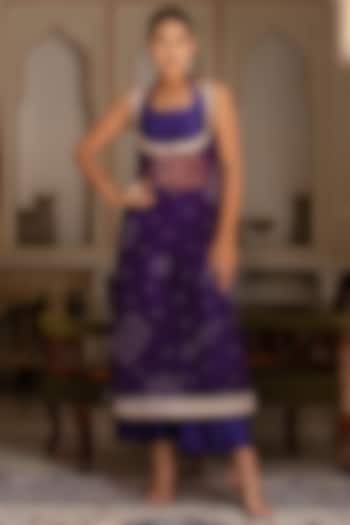 Purple Georgette Bandhej Kurta Set by Pomcha Jaipur at Pernia's Pop Up Shop