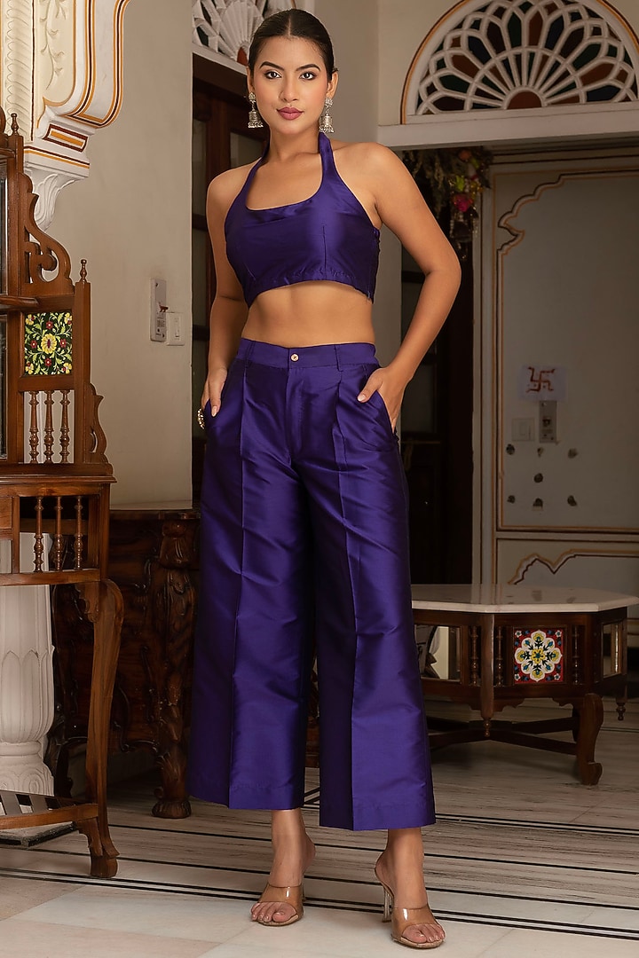 Purple Georgette Bandhej Kurta Set by Pomcha Jaipur at Pernia's Pop Up Shop