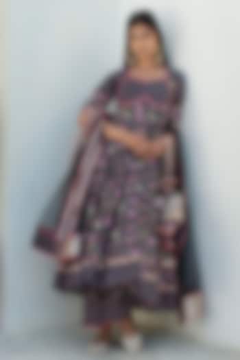 Grey Cotton Gota Patti Work Party Wear Anarkali Set by Pomcha Jaipur at Pernia's Pop Up Shop