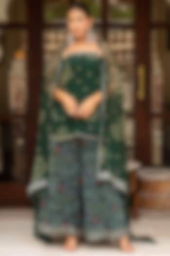 Bottle Green Georgette Bandhej Printed Palazzo Set by Pomcha Jaipur at Pernia's Pop Up Shop