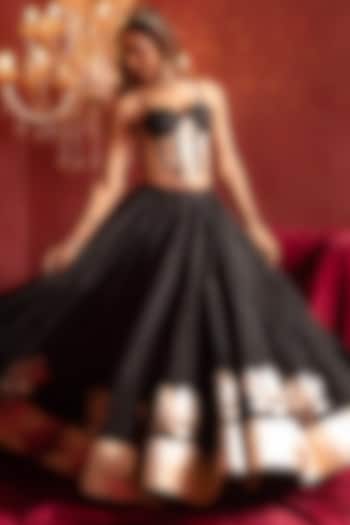 Black Organza Gota Patti Hand Work Wedding Lehenga Set by Pomcha Jaipur at Pernia's Pop Up Shop