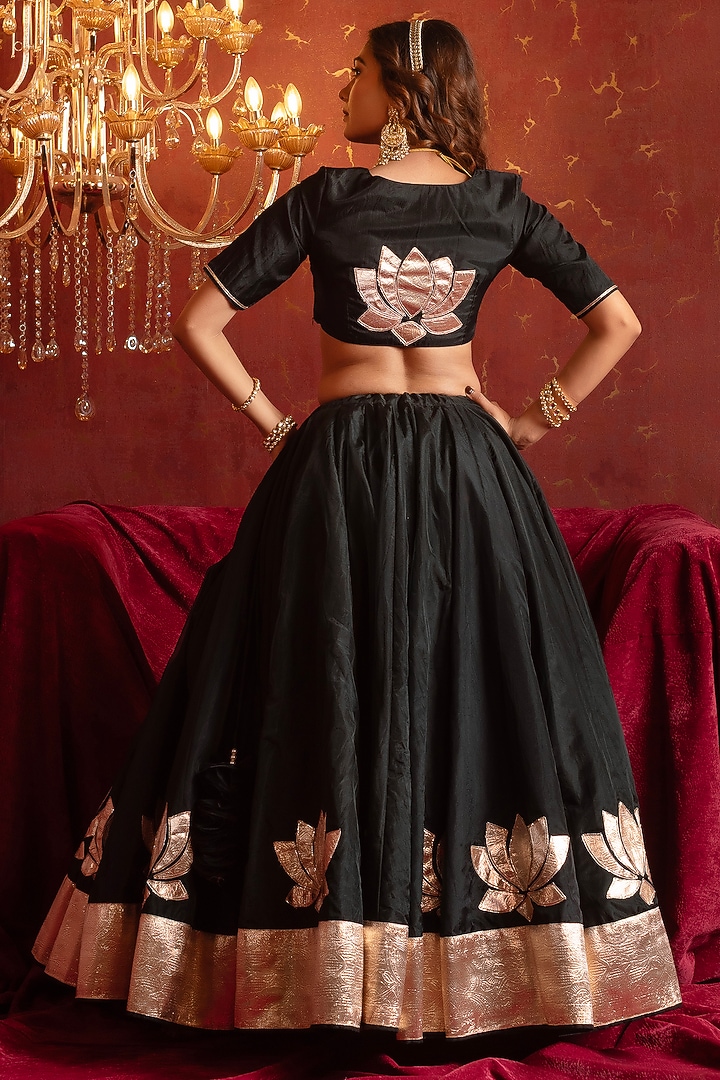 Black Organza Gota Patti Hand Work Wedding Lehenga Set by Pomcha Jaipur at Pernia's Pop Up Shop