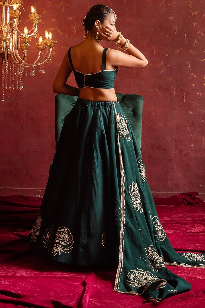Green Organza Gota Patti Work Wedding Lehenga Set by Pomcha Jaipur at Pernia's Pop Up Shop