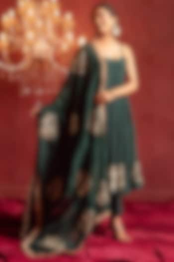 Green Organza Gota Patti Work Party Wear Anarkali Set by Pomcha Jaipur at Pernia's Pop Up Shop