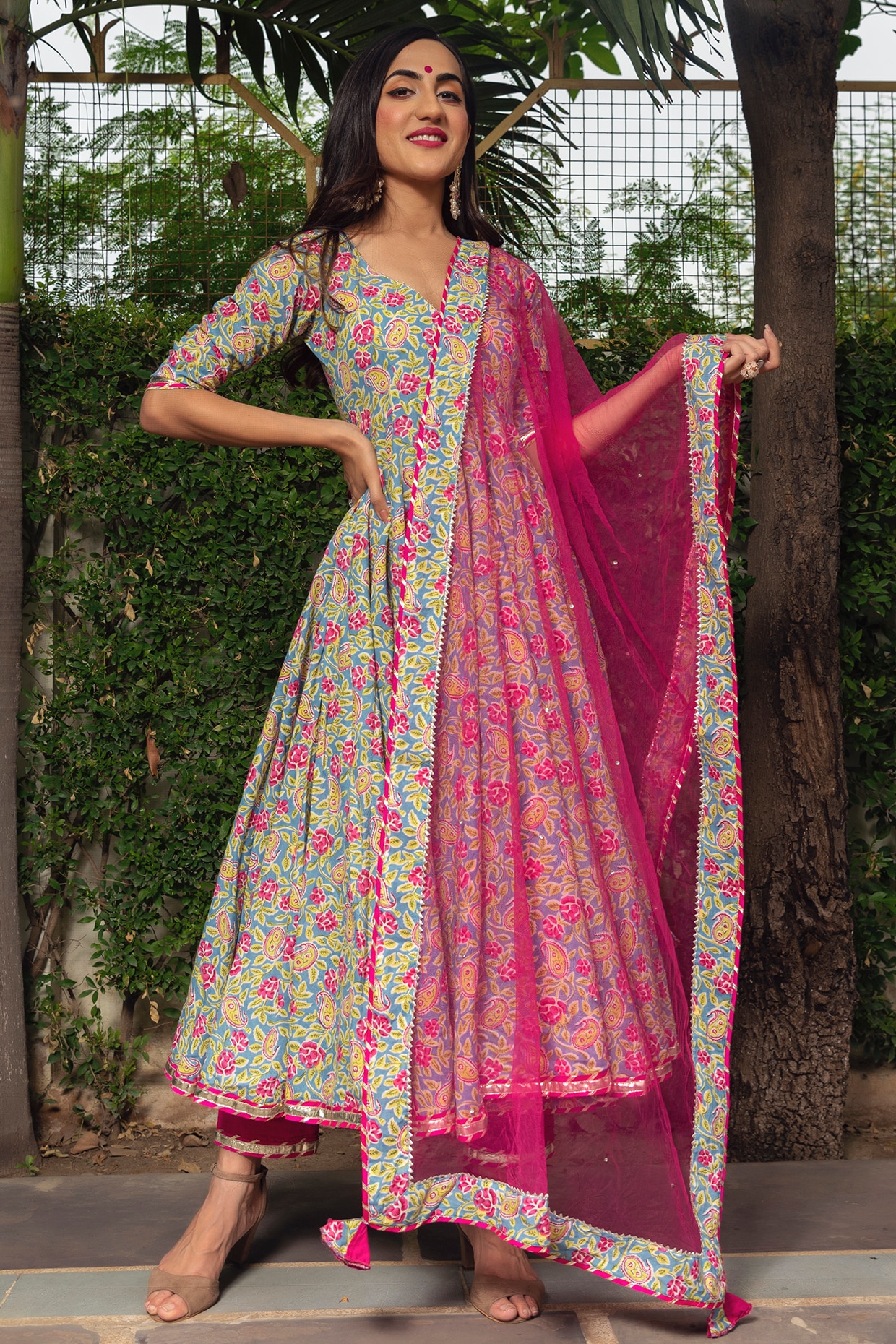 Buy Clickedia Womens Fully Stitched Rayon Printed Anarkali Kurti with , and  Chiffon Dupatta with Pants Jaipuri Salwar Suit Online at Best Prices in  India - JioMart.